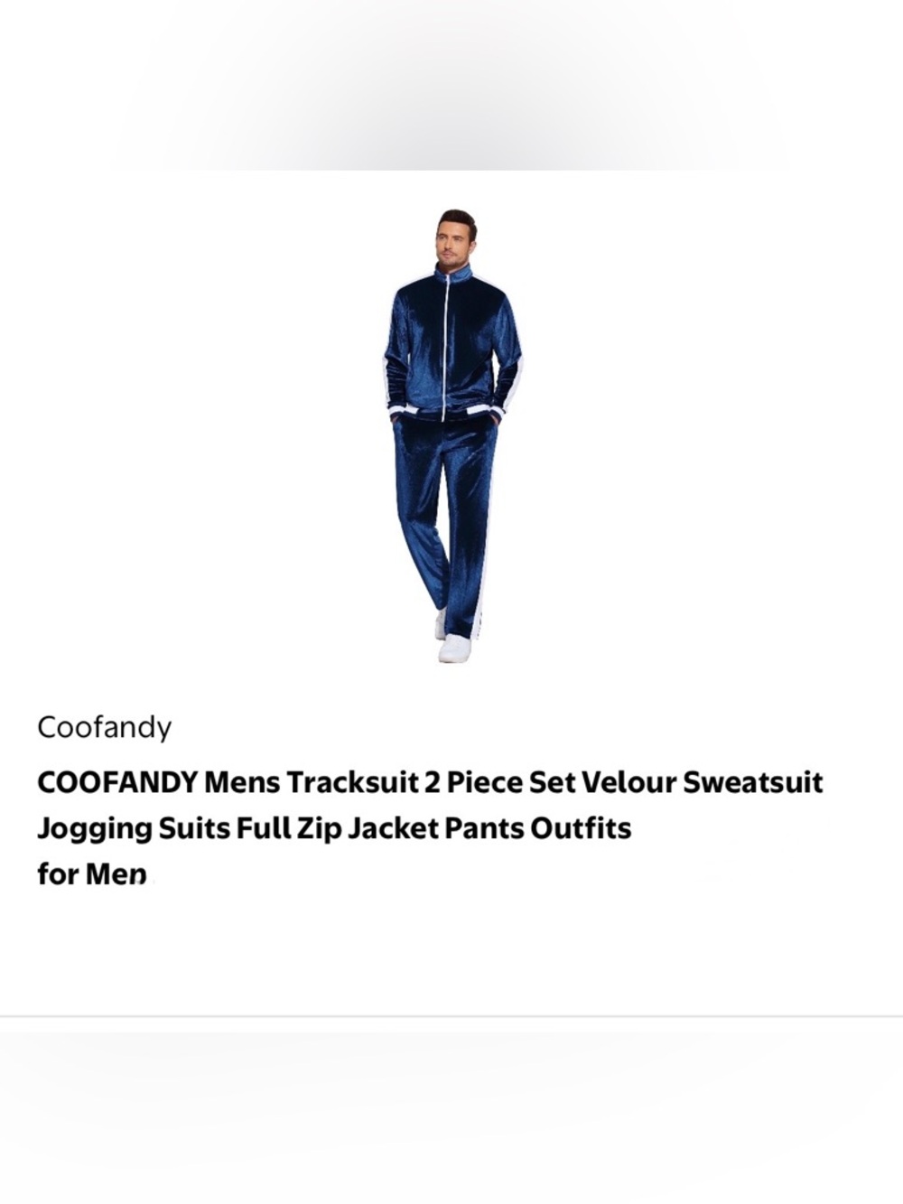 Coofandy Men’s Blue Velour Jogger Pants